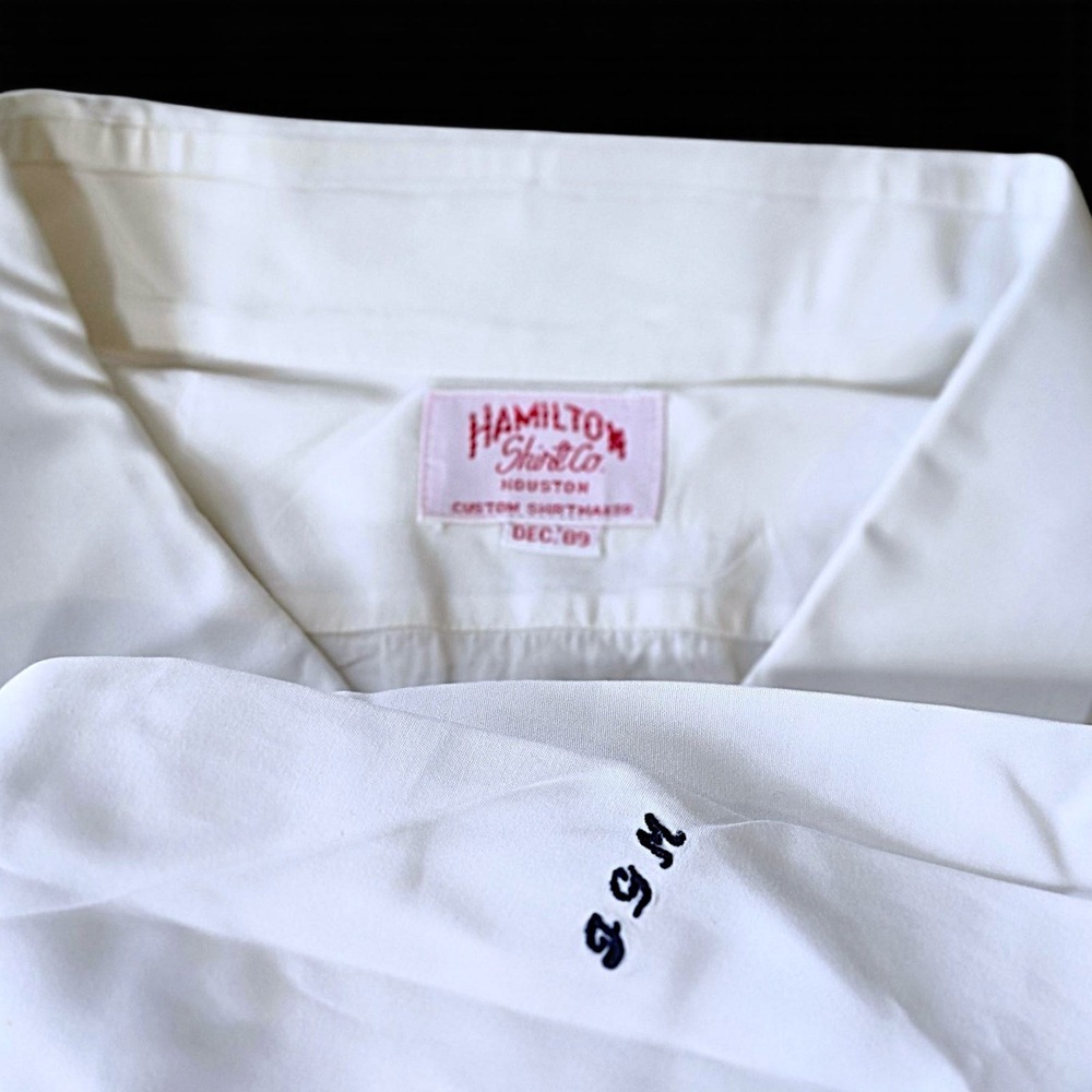 Vintage Hamilton Shirt Co. Custom White Tuxedo Shirt 18.5-19" Neck, French Cuff,